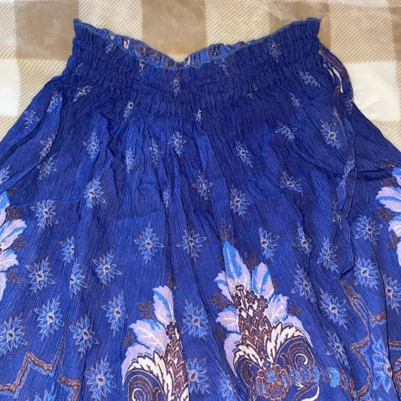 Free People Blue Paisley Wide Leg Pants - Picture 4 of 7